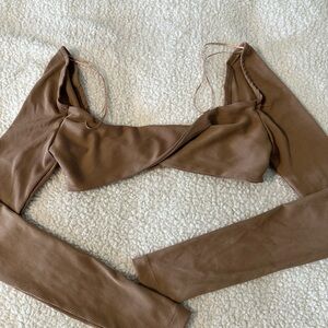Brown Long Sleeve Crop Top